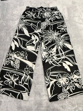 RACHEL Rachel Roy Wide-Leg Floral Print Pants - Black & White